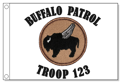 Flying Buffalo Black w/White Wings Patrol Flag