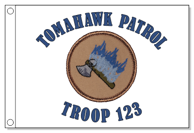 Blue Flaming Tomahawk Patrol Flag