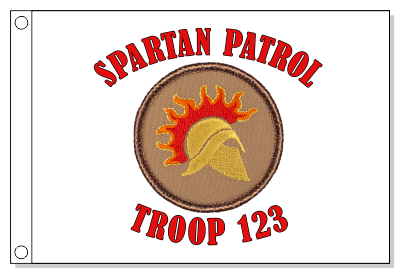 Flaming Gold Spartan Helmet Patrol Flag