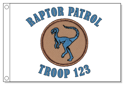 Blue Dinosaur Raptor Patrol Flag