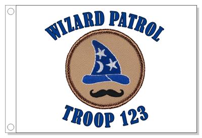 Mustache Wizard Patrol Flag