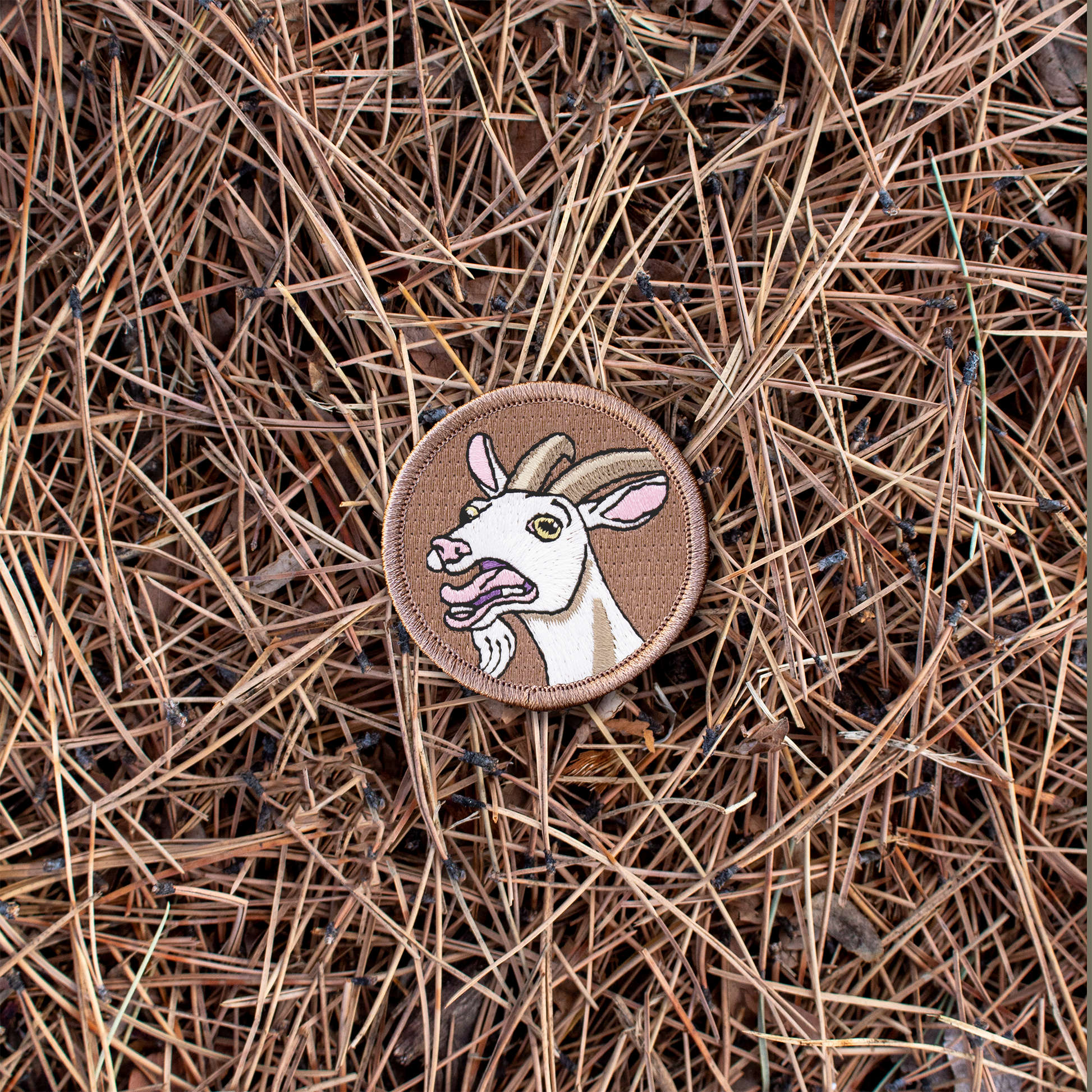 Screaming goat iron-on scout patch