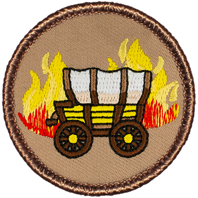 Flaming Covered Wagon Scout Patrol Patches