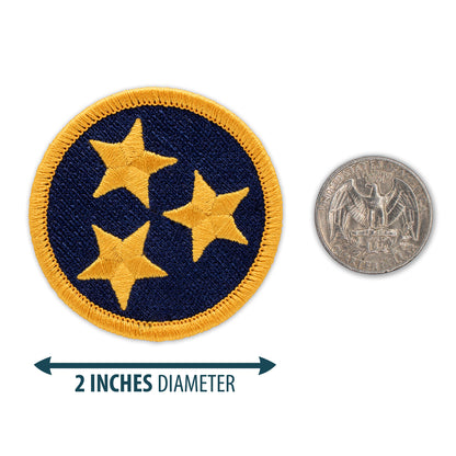 Navy & gold tristar iron-on hockey patch