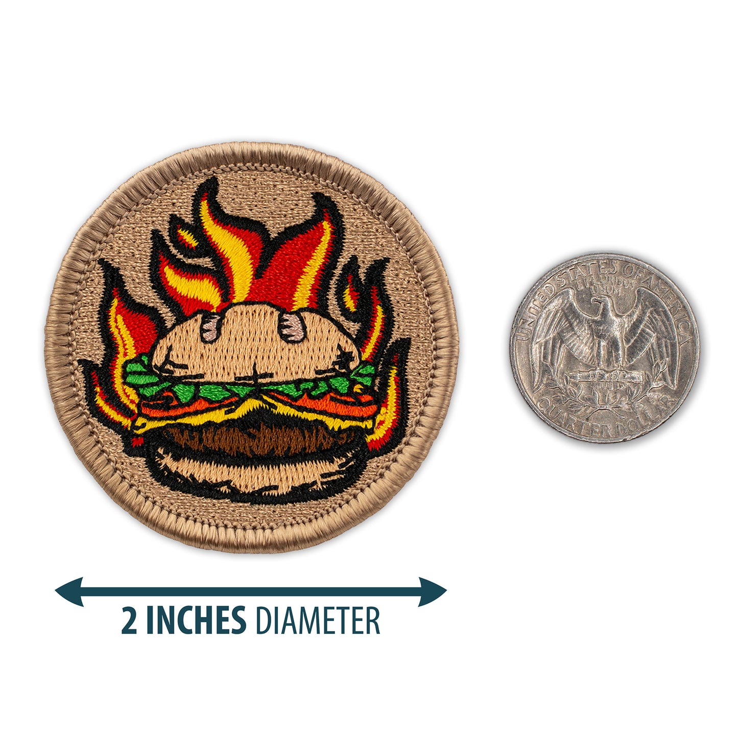 Flaming burger  2” embroidered scout patrol patches