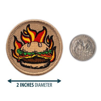 Flaming burger  2” embroidered scout patrol patches