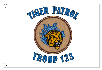 Blue Flaming Tiger Patrol Flag