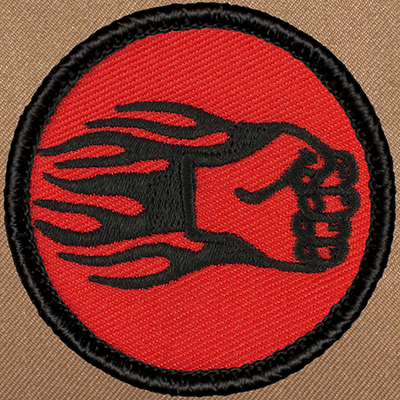 Retro Fiery Fist Of Pain Patrol Patch (#380R) - Sew-on Scout Patch