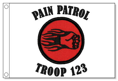 Retro Fiery Fist of Pain Patrol Flag