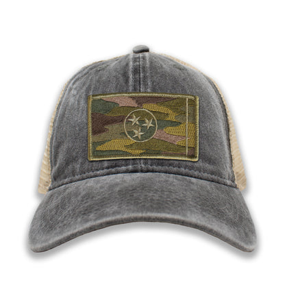 Subdued Camo Tennessee State Flag Ball Cap or Trucker Hat
