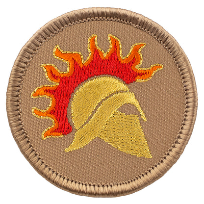 Flaming Spartan Helmet Patrol Patch