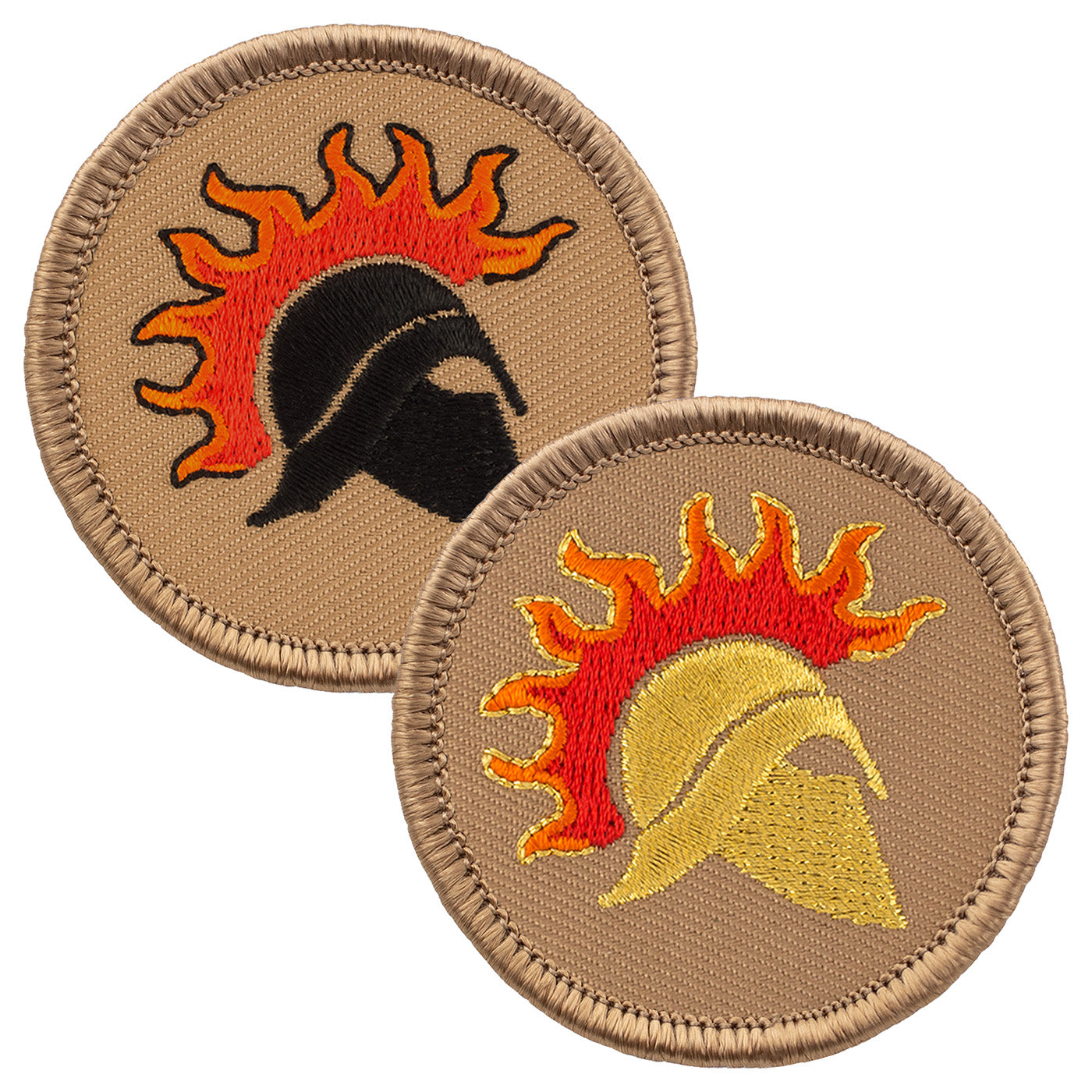 Flaming Spartan Helmet Patrol Patch