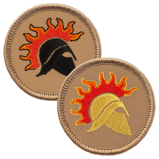 Flaming Spartan Helmet Patrol Patch