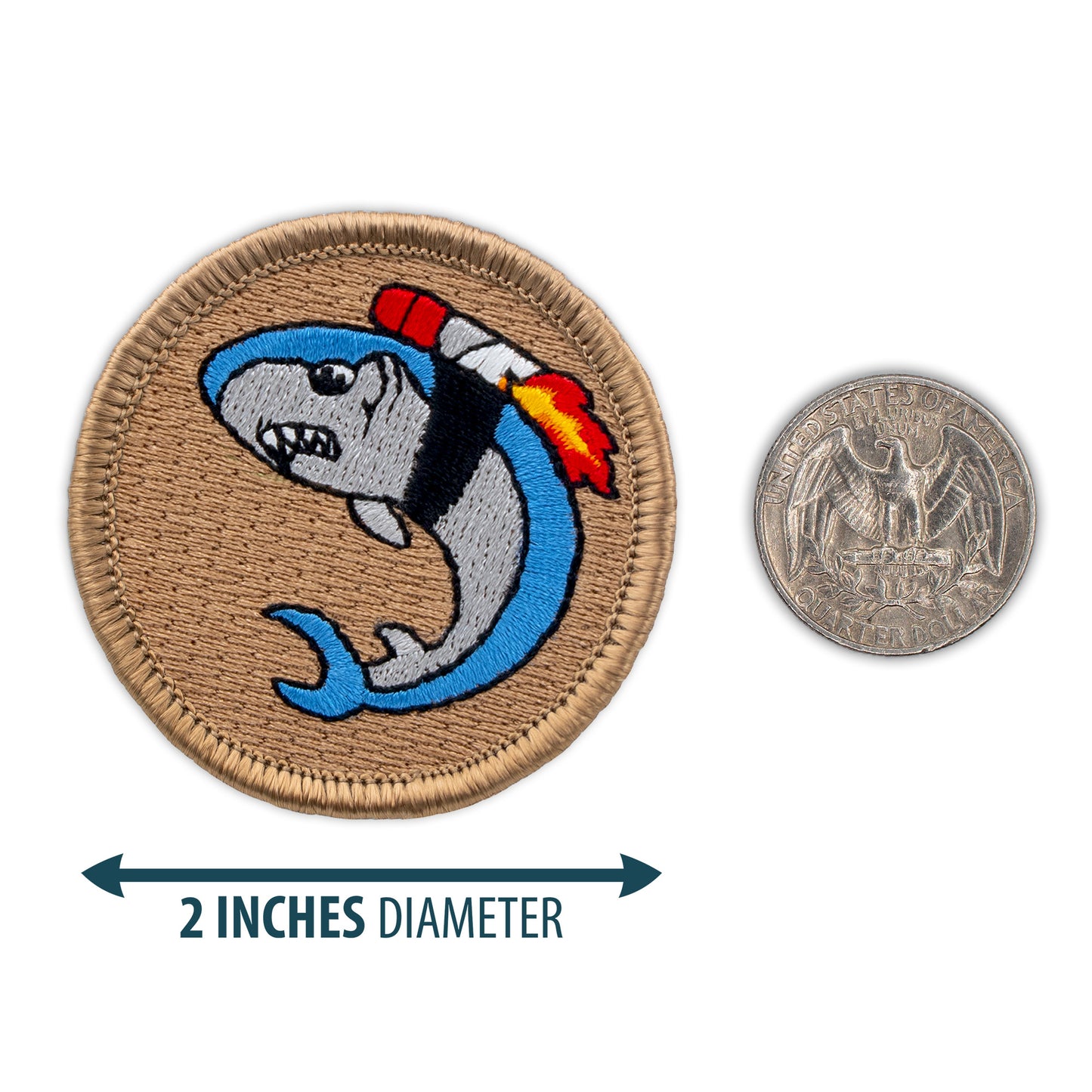 Rocket Shark 2” embroidered scout patrol patches