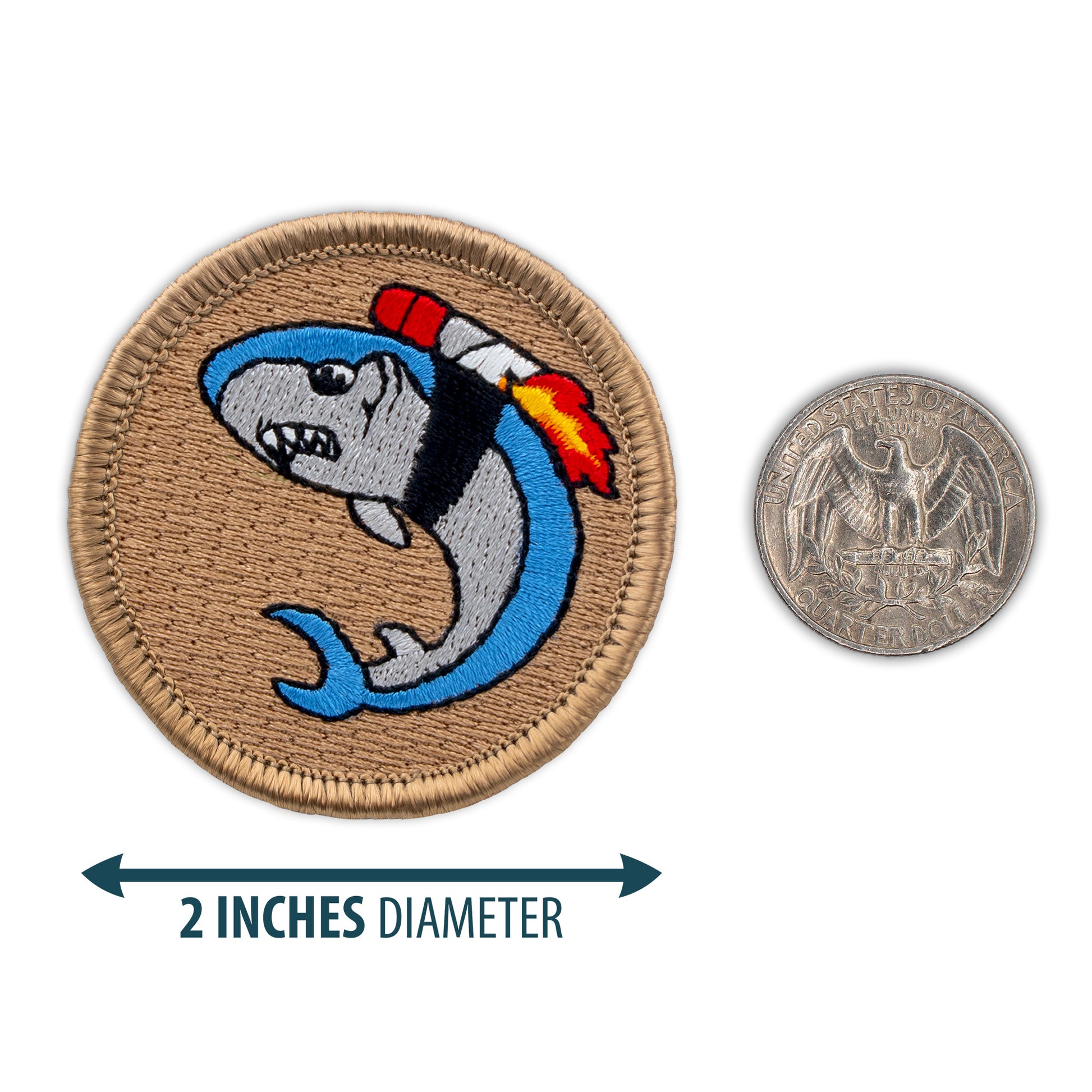 Rocket Shark 2” embroidered scout patrol patches