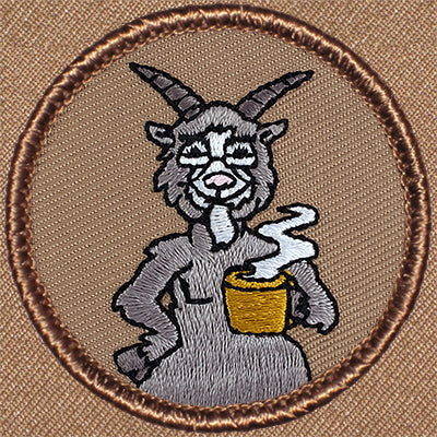 Old Goat With Coffee Mug Patrol Patch Ð Scout Patch