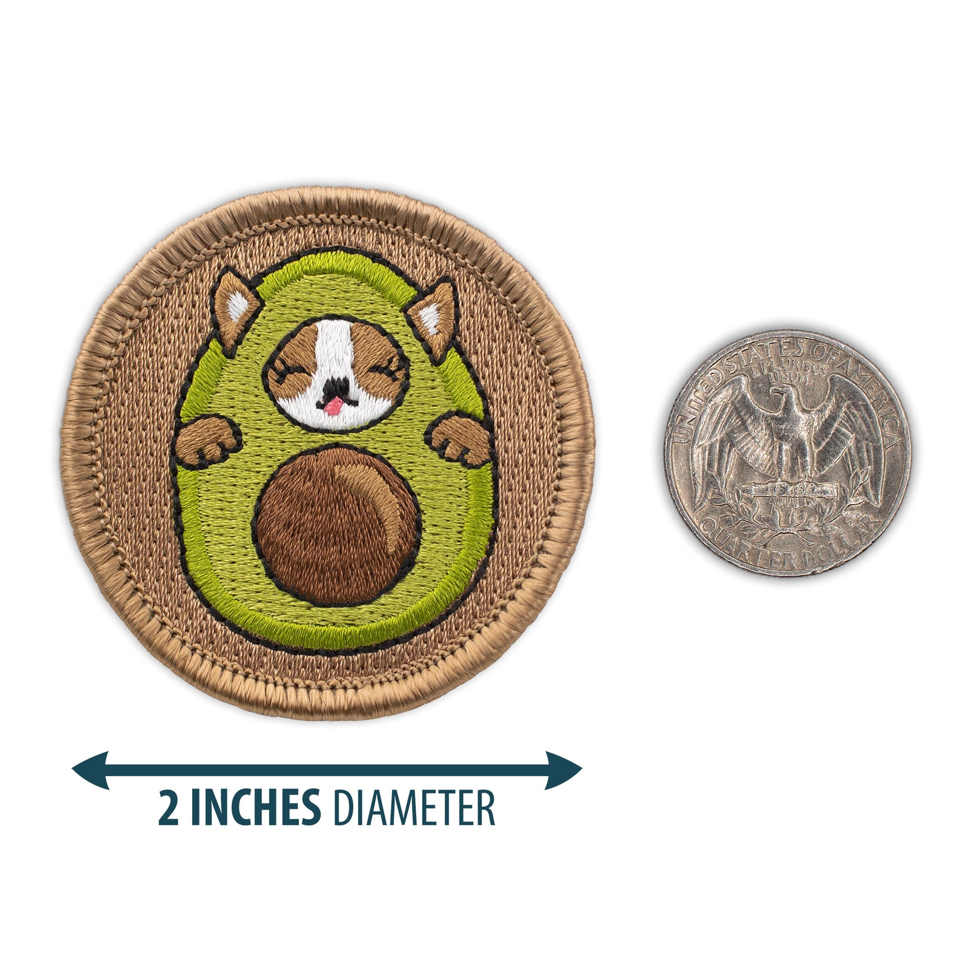 Corgi Avocado 2” embroidered scout patrol patches