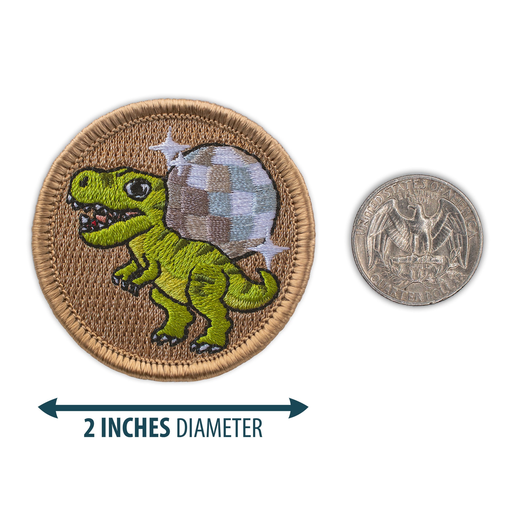 Disco Dino 2” embroidered scout patrol patches