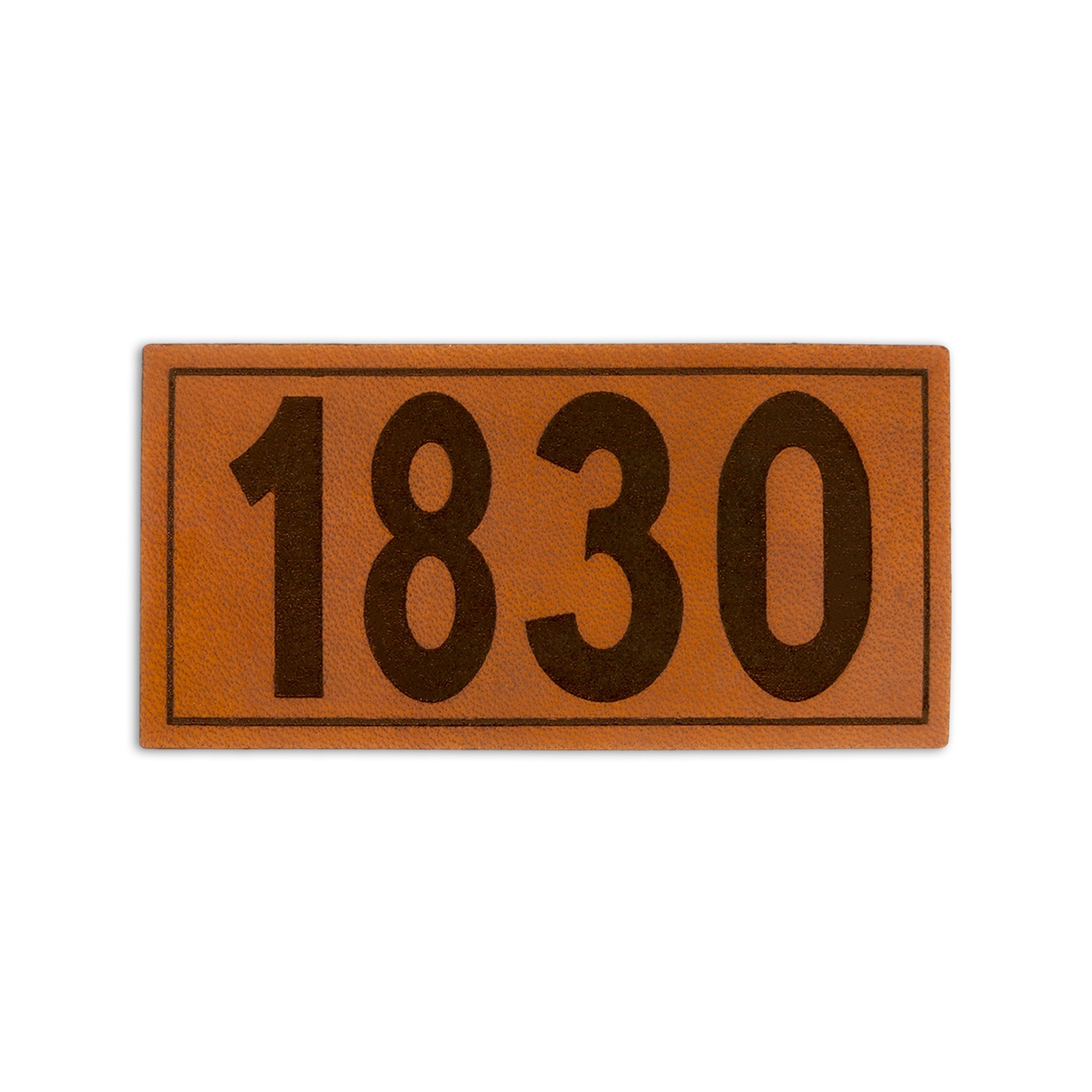 Leather engraved scout troop number patch
