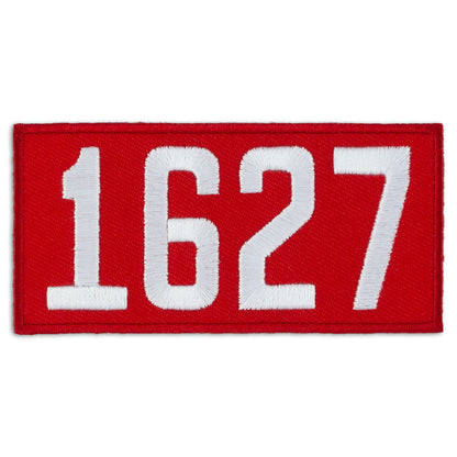 Scout troop number patch red white