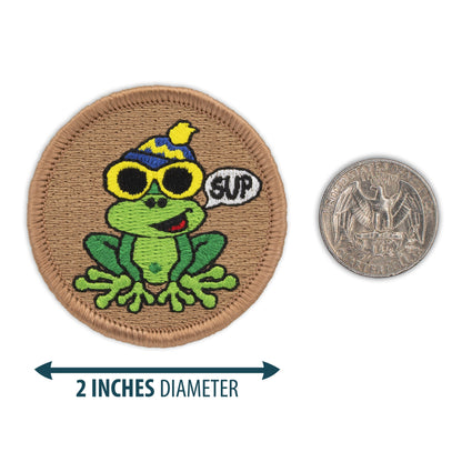 Hip frog with beanie iron-on scout patch