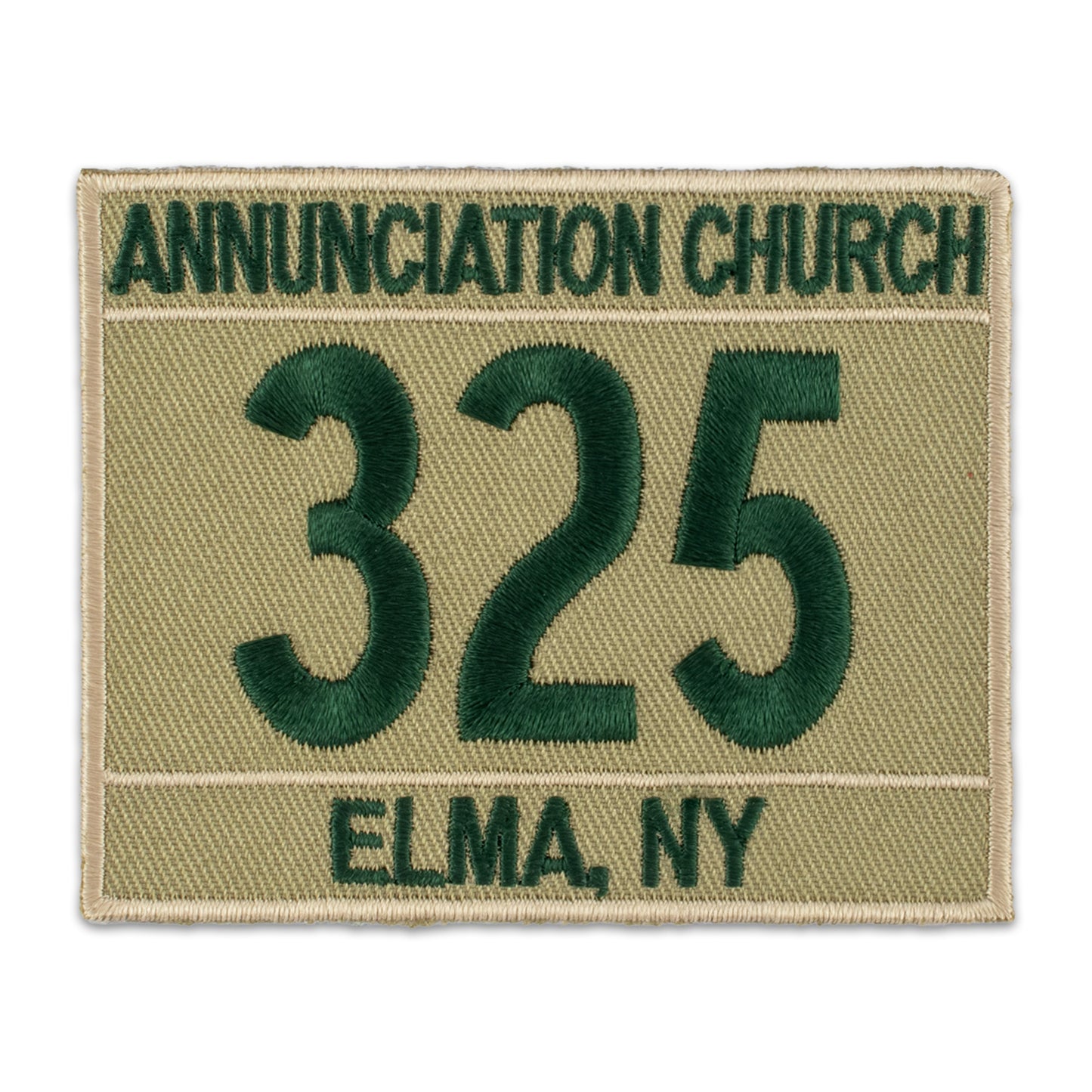 Tan scout numeral patch for uniform with city, state and year