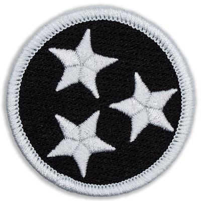 Black & White Tennessee Tristar 2" Diameter Flag patch
