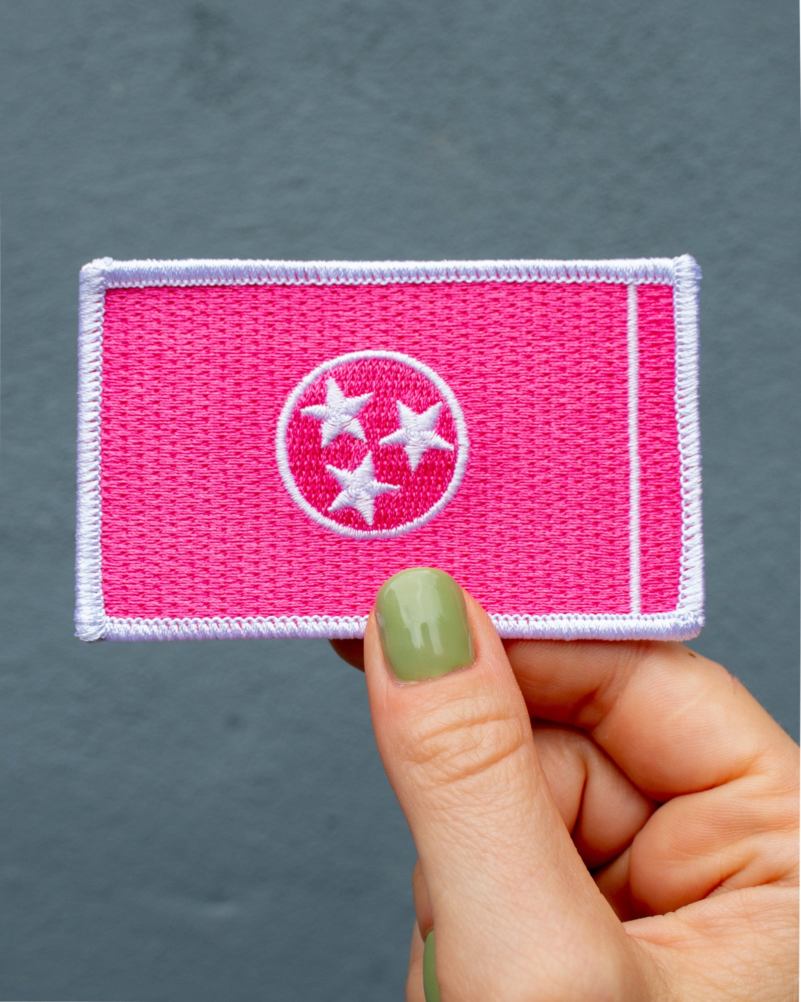 Pink Tennessee state flag iron-on patch