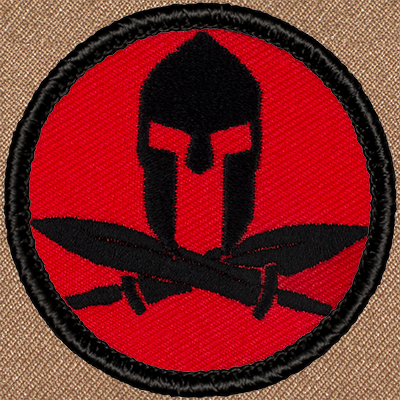 Retro Spartan Helmet & Daggers (#R001) - Sew-on Scout Patch