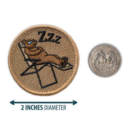 Sleeping Bear in Chair 2” embroidered scout patrol patches